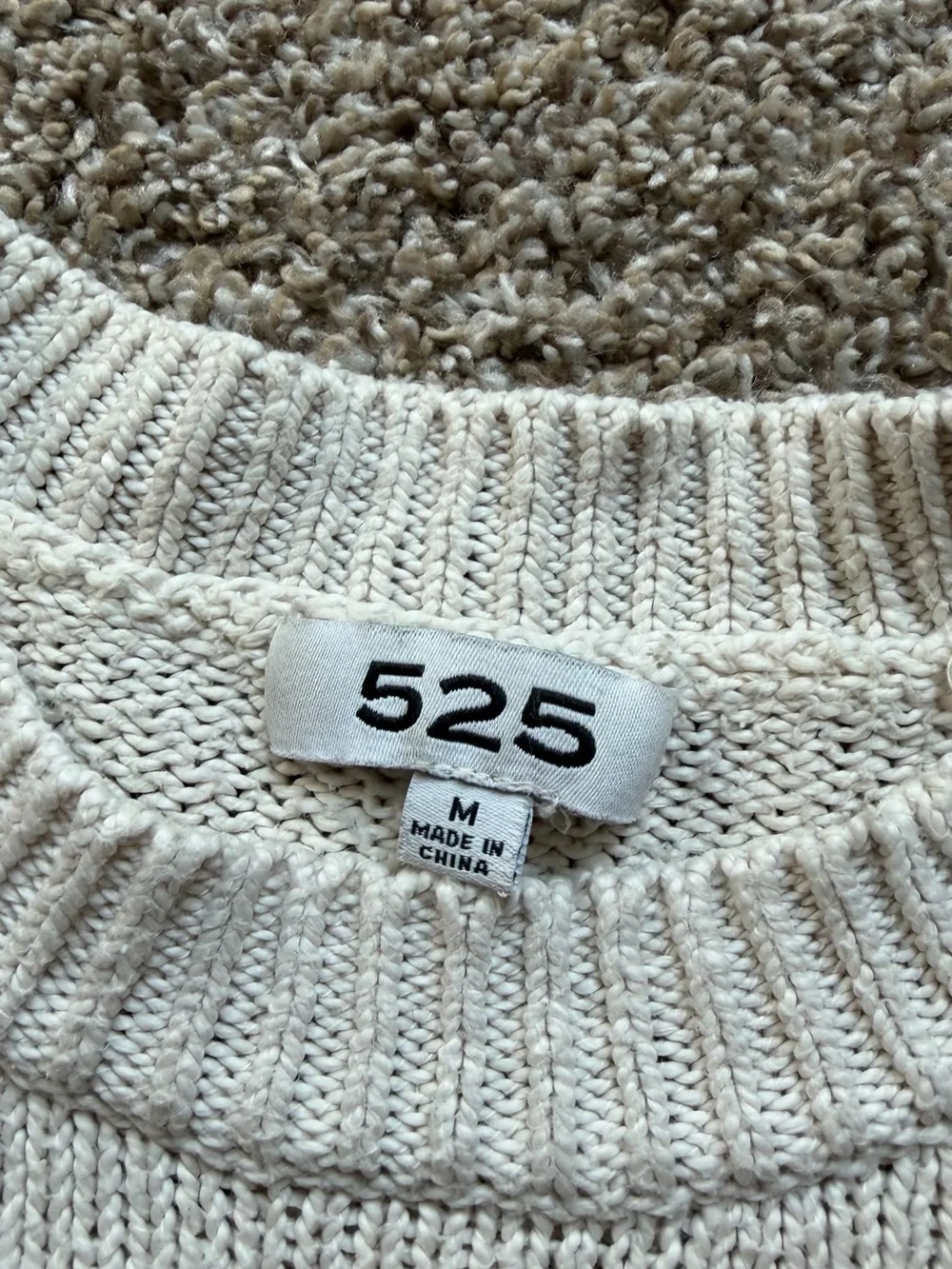 Cream Puff-Sleeve Knit Sweater